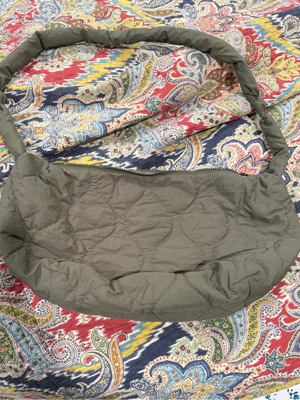 Quilted Shoulder Bag in Olive Green